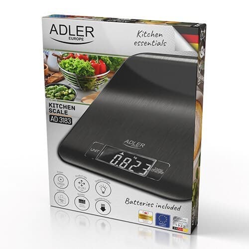 Adler Ψηφιακή Ζυγαριά Κουζίνας έως 5kg Μαύρη AD 3183b 3