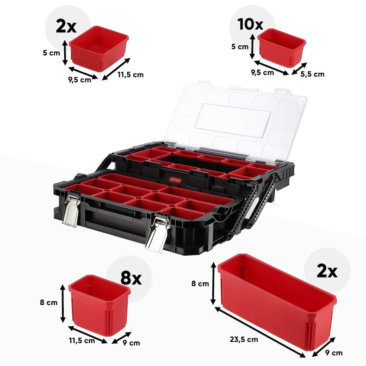 Keter Connect Cantilever Εργαλειοθήκη Χειρός Πλαστική 2 Επιπέδων με Ταμπακιέρα Π56.5xB31.7xΥ25cm 238274 3