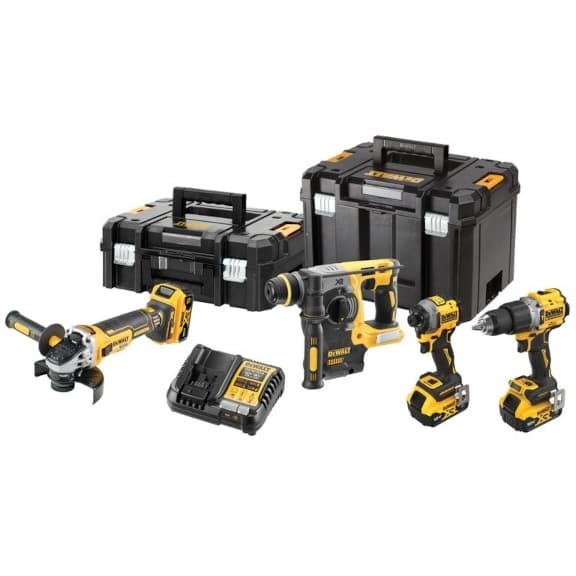 DEWALT DCK429P3T Σετ Γωνιακός Τροχός, Δραπανοκατσάβιδο, Κατσαβίδι & Σκαπτικό 18V με 3 Μπαταρίες 5Ah και Θήκη 2