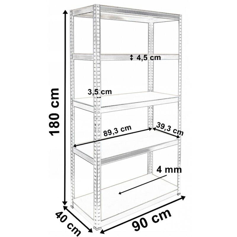 Topeshop Regał Ραφιέρα Dexion Γαλβανιζέ 90x40x180εκ. με 5 Ράφια Συνολικής Αντοχής 875kg 3
