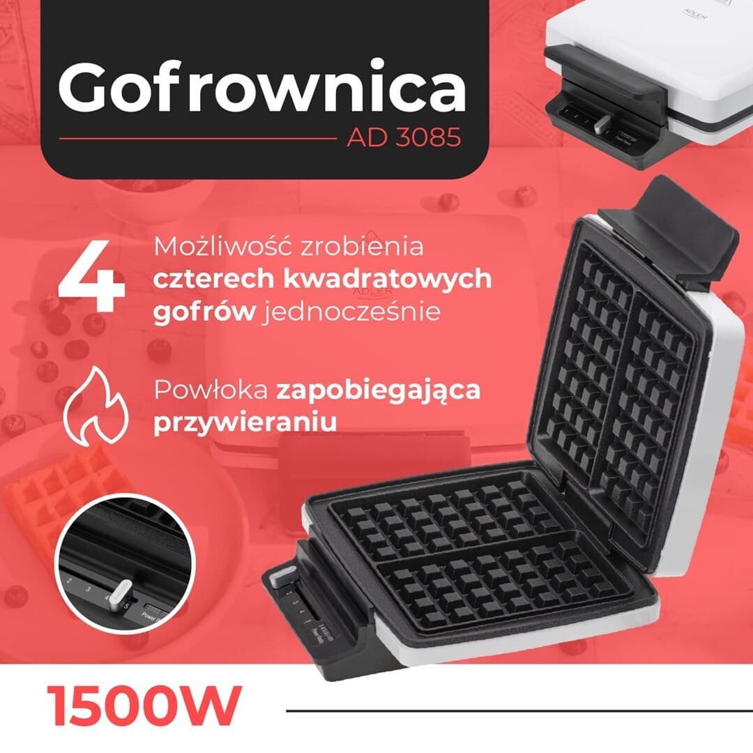 Adler Τοστιέρα για 2 Τοστ 1200W Λευκή AD 3085 8