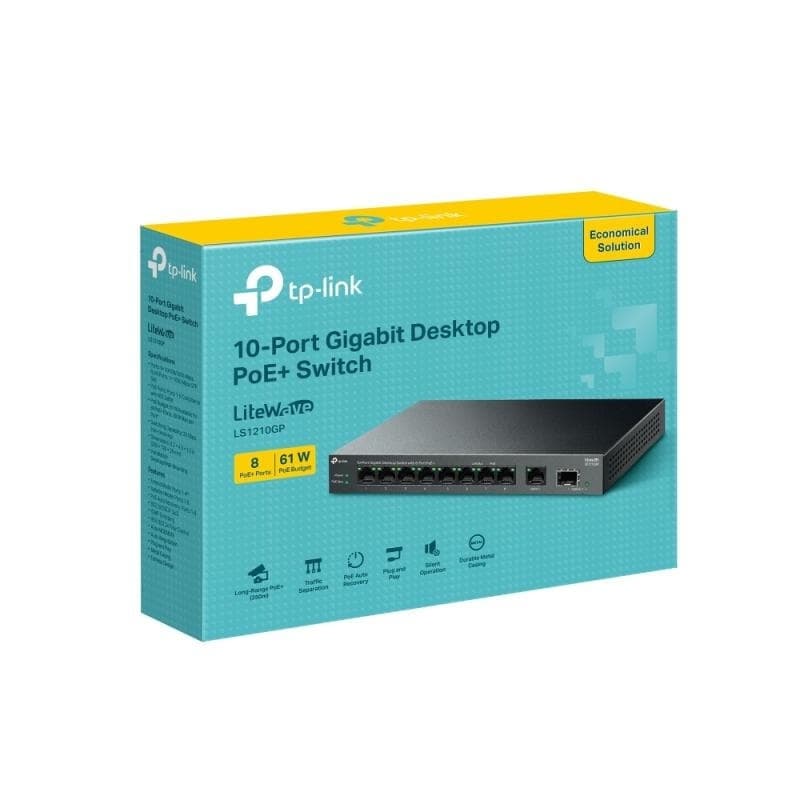 TP-LINK LS1210GP v1 Unmanaged L2 PoE+ Switch με 9 Θύρες Gigabit (1Gbps) Ethernet και 1 SFP Θύρα 4