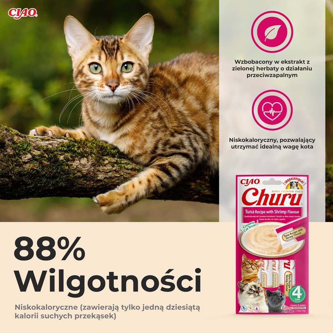 Inaba Churu Tuna Λιχουδιές με Κοτόπουλο Shrimp για Ενήλικες Γάτες 4τμχ 14gr EU115 3