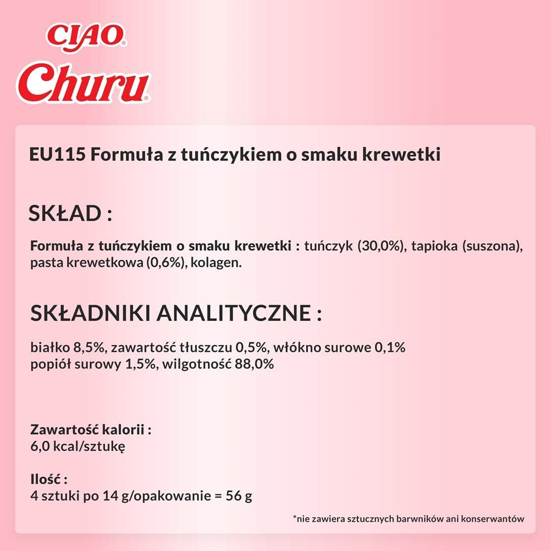 Inaba Churu Tuna Λιχουδιές με Κοτόπουλο Shrimp για Ενήλικες Γάτες 4τμχ 14gr EU115 6