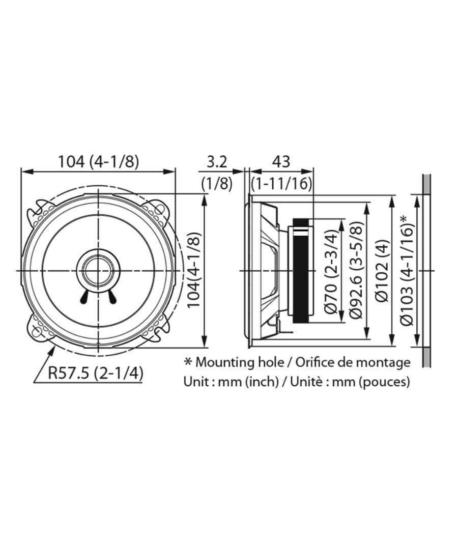 Kenwood Σετ Ηχεία Αυτοκινήτου 4" με 21W RMS (2 Δρόμων) KFC-S1056 3