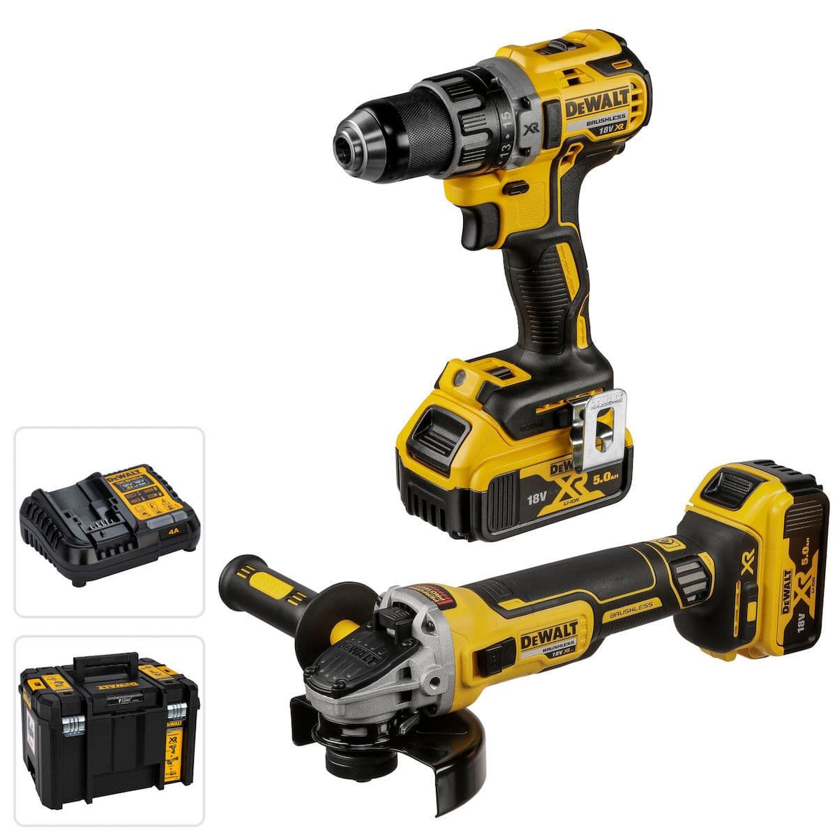 DEWALT DCK2020P2T Σετ Γωνιακός Τροχός & Δραπανοκατσάβιδο 18V με 2 Μπαταρίες 5Ah και Θήκη 3