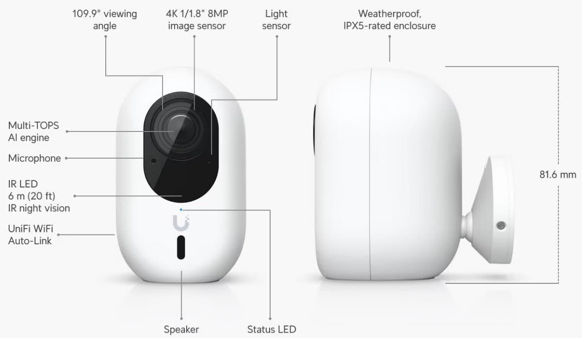 Ubiquiti G6 IP Κάμερα Παρακολούθησης Wi-Fi 4K Αδιάβροχη με Αμφίδρομη Επικοινωνία 4