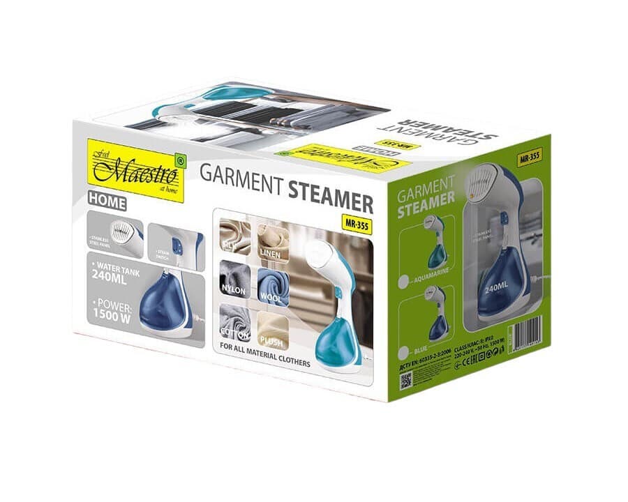 Maestro MR-355-AQUAMARINE Ατμοκαθαριστής Ρούχων Χειρός 1500W με Δοχείο 240ml Μπλε 5