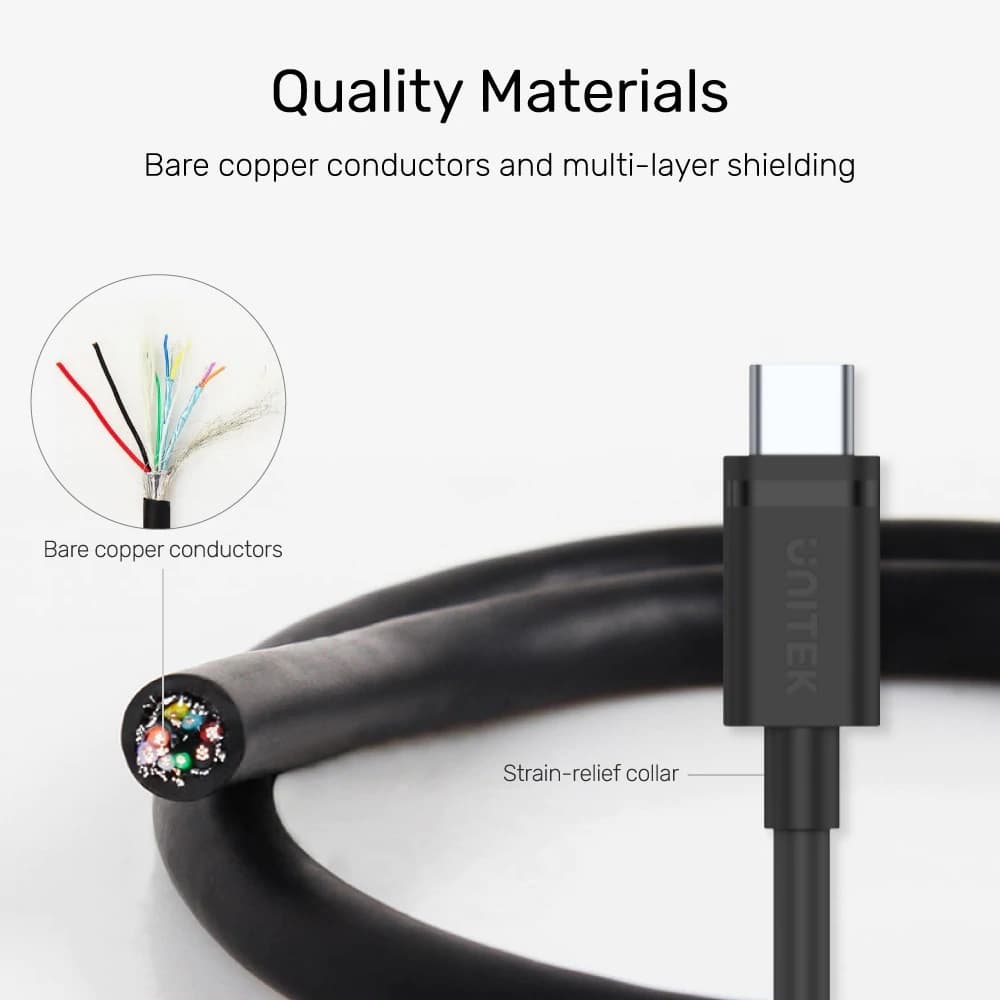 Unitek USB 3.1 Cable USB-C male - USB-A Μαύρο 2m C14103BK-2M 10