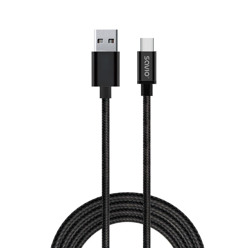 Savio Braided USB 2.0 Cable USB-C male - USB-A Μαύρο 2m CL-129 4