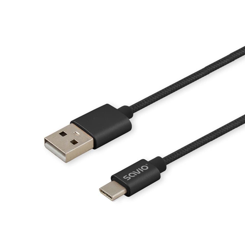 Savio Braided USB 2.0 Cable USB-C male - USB-A Μαύρο 2m CL-129 6