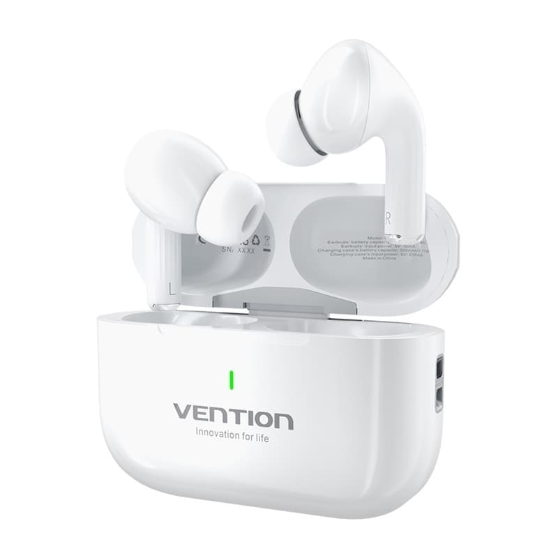 Vention Echo Lite E11 In-ear Bluetooth Handsfree Ακουστικά με Αντοχή στον Ιδρώτα και Θήκη Φόρτισης Λευκά 4