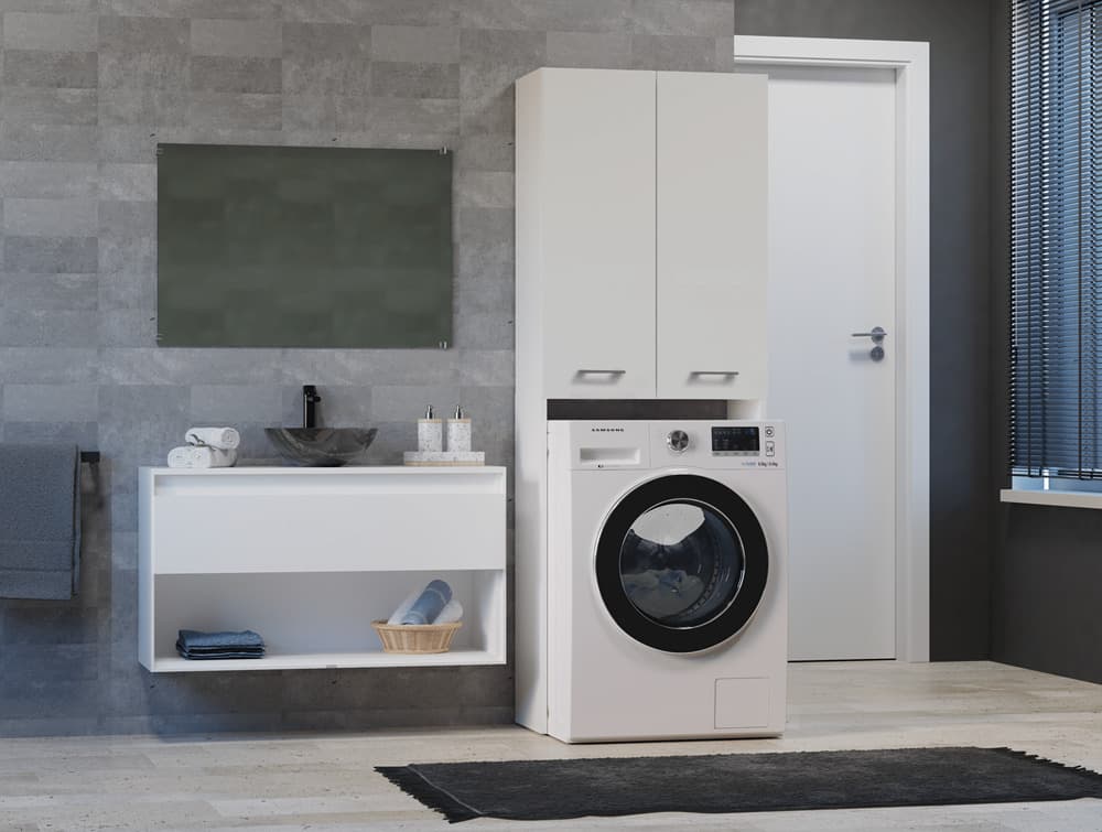 Topeshop Pola DD Ντουλάπι Μπάνιου Πλυντηρίου 64x30x183cm Λευκό 4