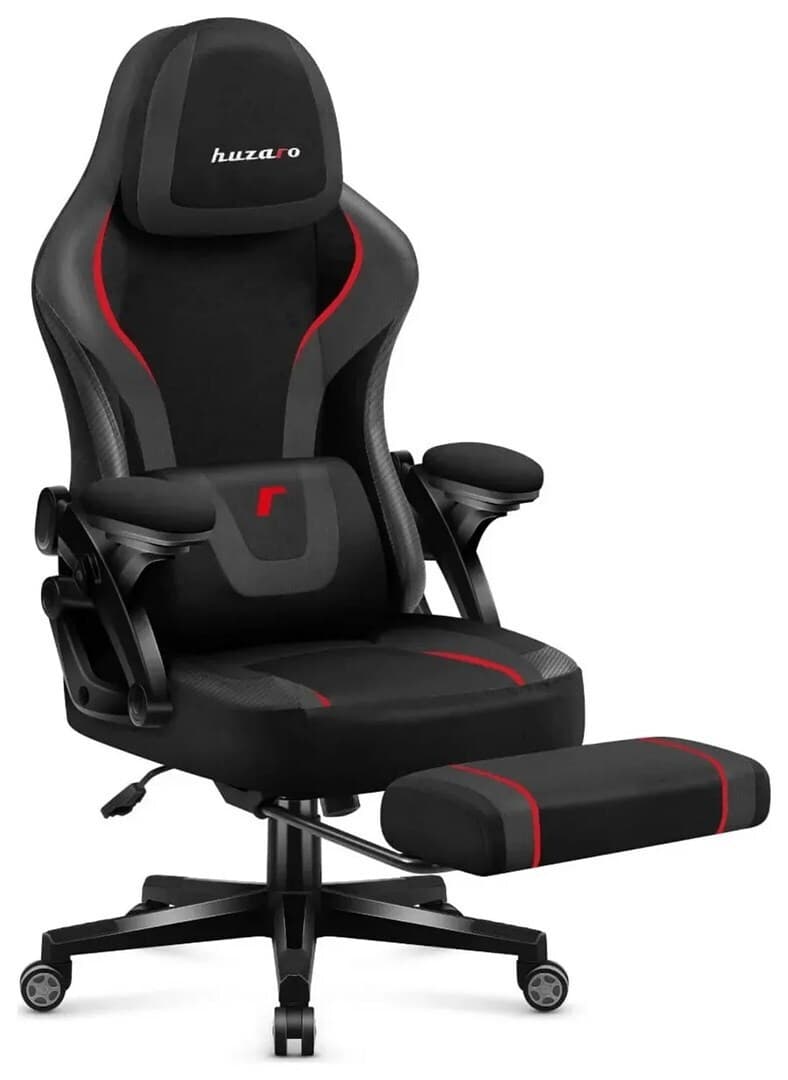 Huzaro Force 4.6 Carbon Υφασμάτινη Καρέκλα Gaming με Υποπόδιο Μαύρη 6