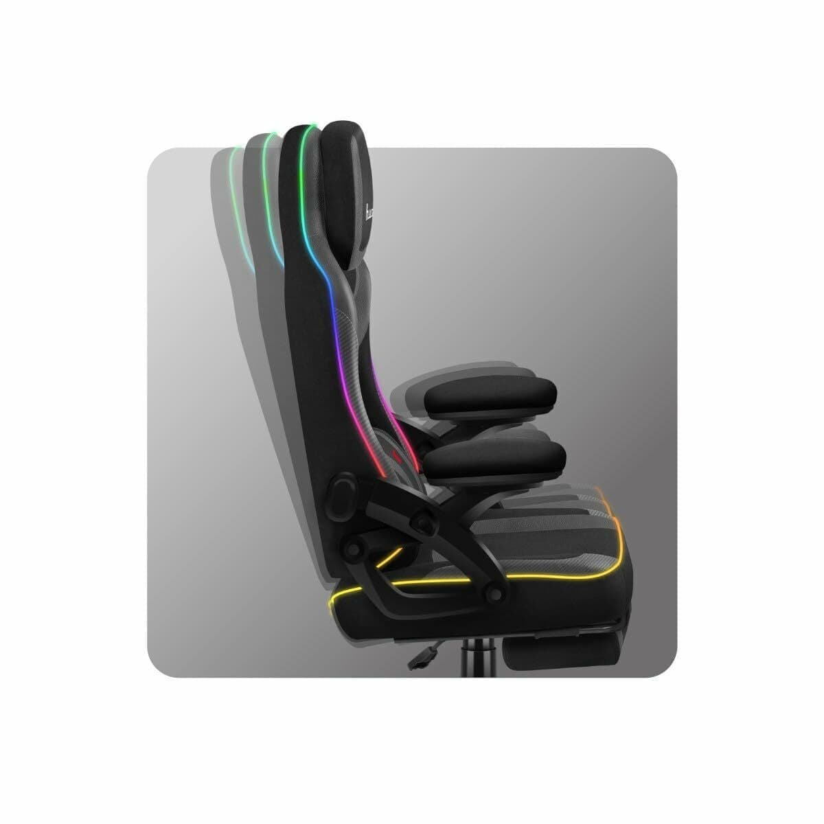 Huzaro Force 4.6 Καρέκλα Gaming με RGB Φωτισμό και Υποπόδιο Μαύρη 8