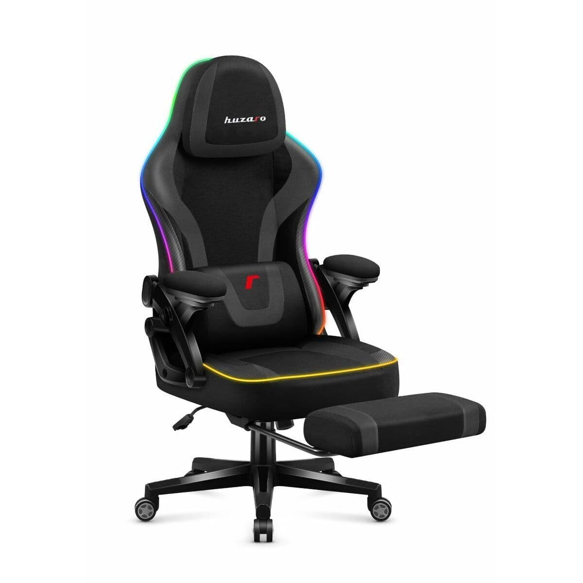 Huzaro Force 4.6 Καρέκλα Gaming με RGB Φωτισμό και Υποπόδιο Μαύρη 6