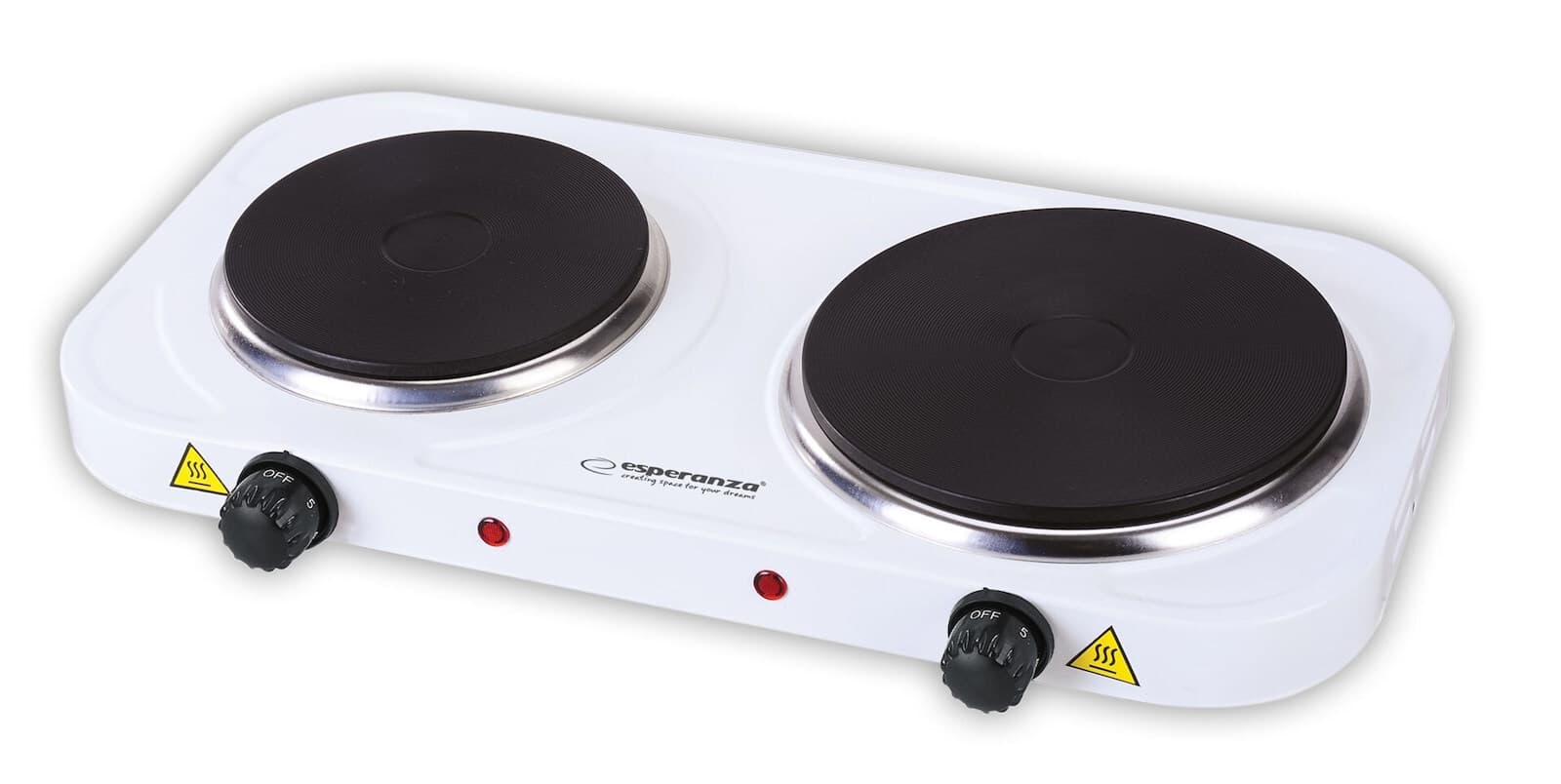 Esperanza Ekh0014w EKH014W Επιτραπέζια Εστία Εμαγιέ Διπλή Λευκή 4