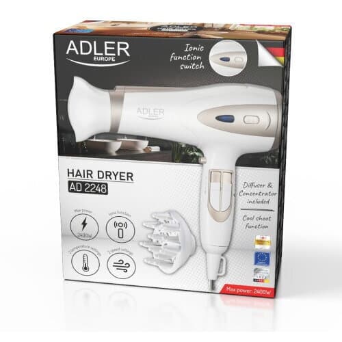 Adler Ionic Πιστολάκι Μαλλιών με Φυσούνα 2200W 12