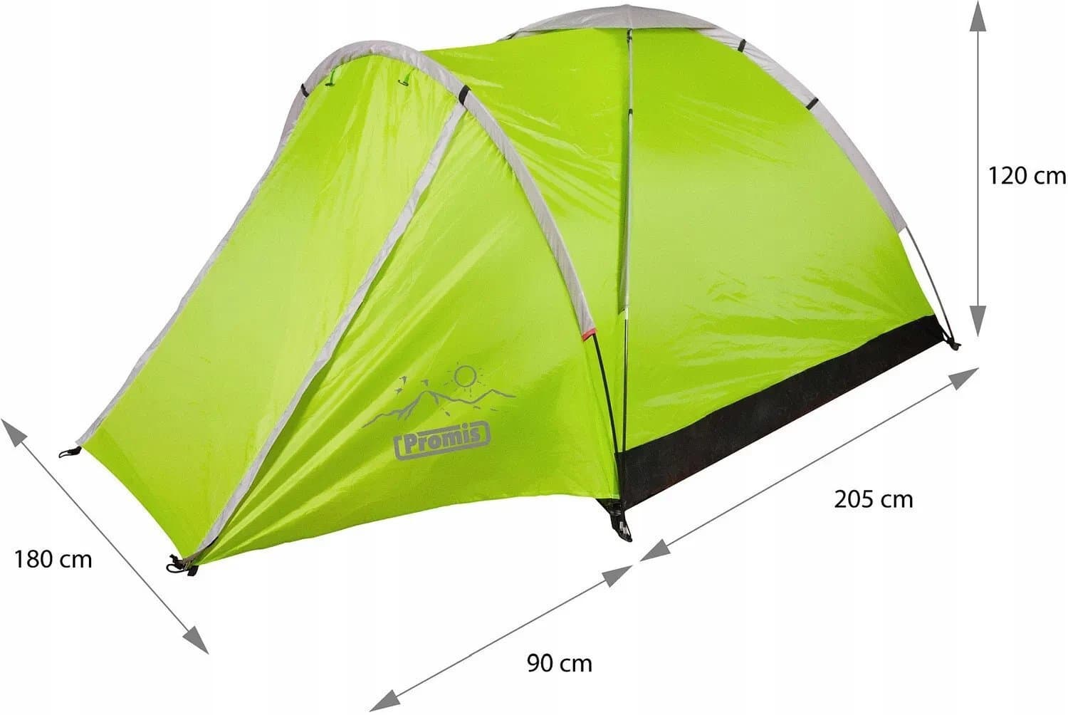 Promis Alpenair Pro Σκηνή Camping Igloo Πράσινη με Διπλό Πανί 3 Εποχών για 3 Άτομα 180x210x120εκ.