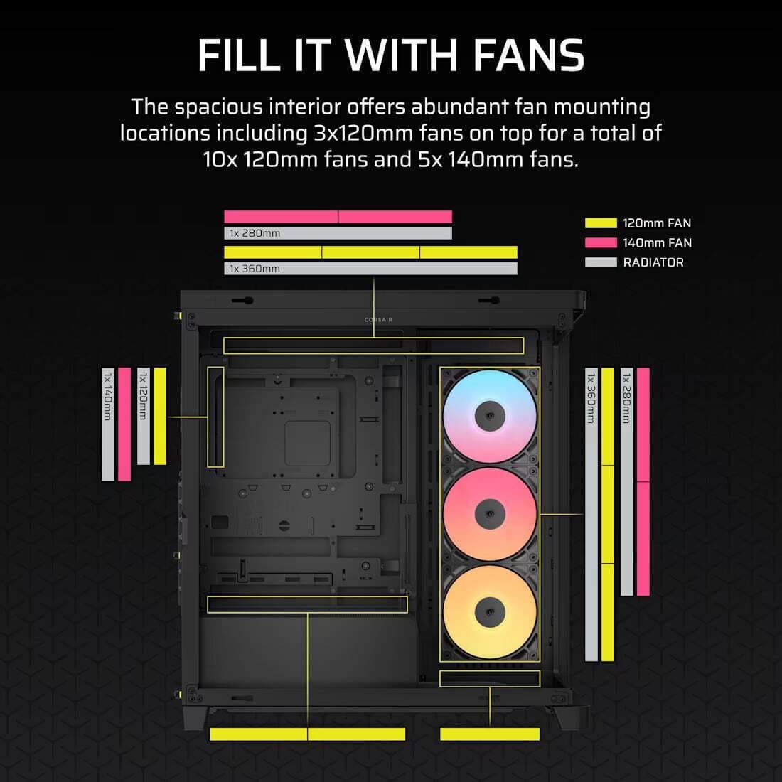 Corsair Frame 4500X RS-R ARGB Gaming Midi Tower Κουτί Υπολογιστή με Πλαϊνό Παράθυρο Μαύρο 7