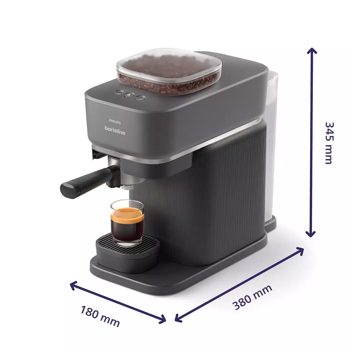 Philips Baristina Αυτόματη Μηχανή Espresso 1500W Πίεσης 16bar με Μύλο Άλεσης Μαύρη BAR300/60 3