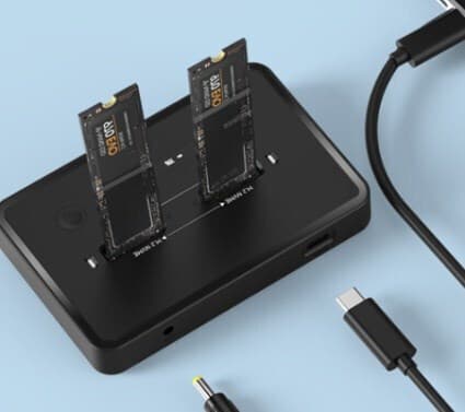 Gembird Dd2-u3m2 Desktop Dual Drive Usb Type-c M.2 Nvme Sata Ssd Docking Station Black Gem 3