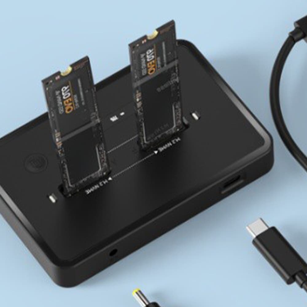 Gembird Dd2-u3m2 Desktop Dual Drive Usb Type-c M.2 Nvme Sata Ssd Docking Station Black Gem 4