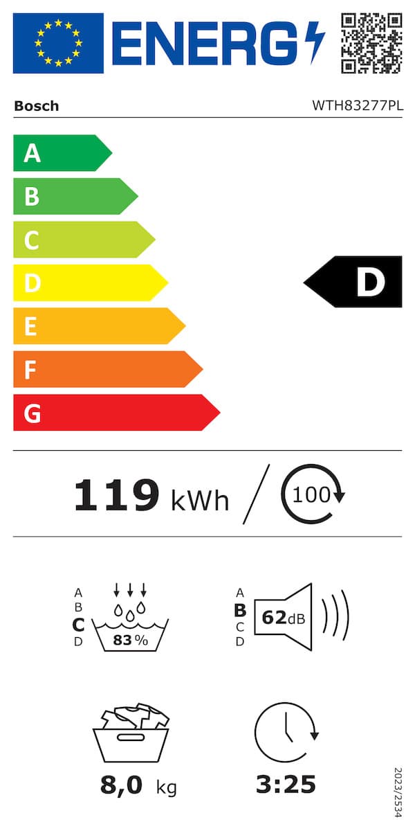 Bosch WTH83277PL Στεγνωτήριο 8kg με Αντλία Θερμότητας 16