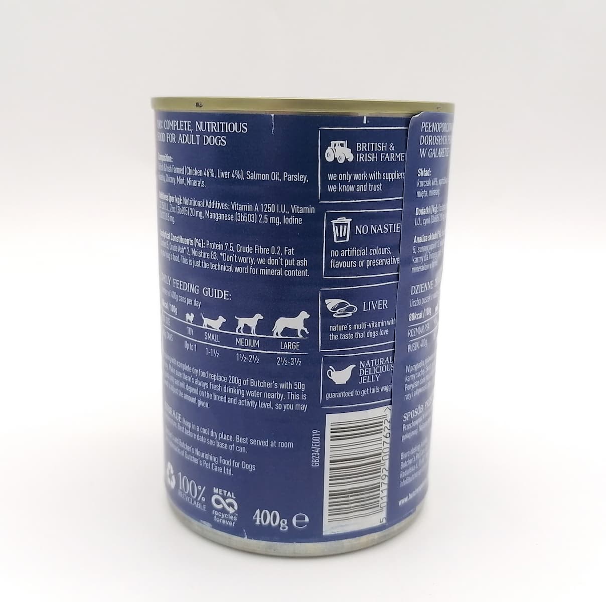 Butcher's Pet Care Original Recipe Υγρή Τροφή Σκύλων σε Κονσέρβα με Κοτόπουλο και Συκώτι χωρίς Γλουτένη 400gr DLZBHRKMP0060 3