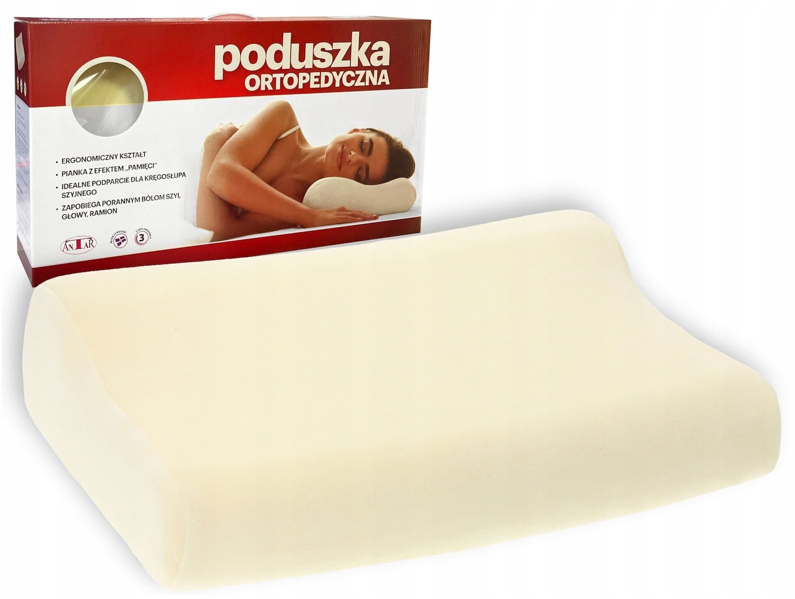 Antar Ιατρικό Μαξιλάρι Αυχένα Memory Foam 44cm Μπεζ 6