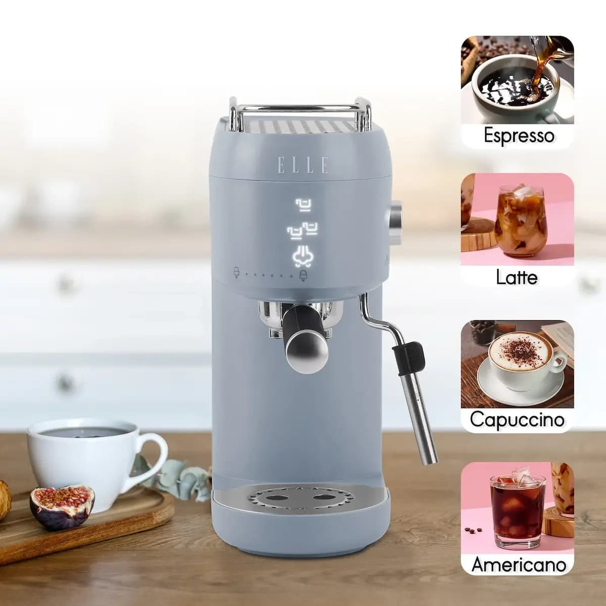 Μηχανή Espresso 1400W Πίεσης 20bar για Cappuccino Γαλάζια 6
