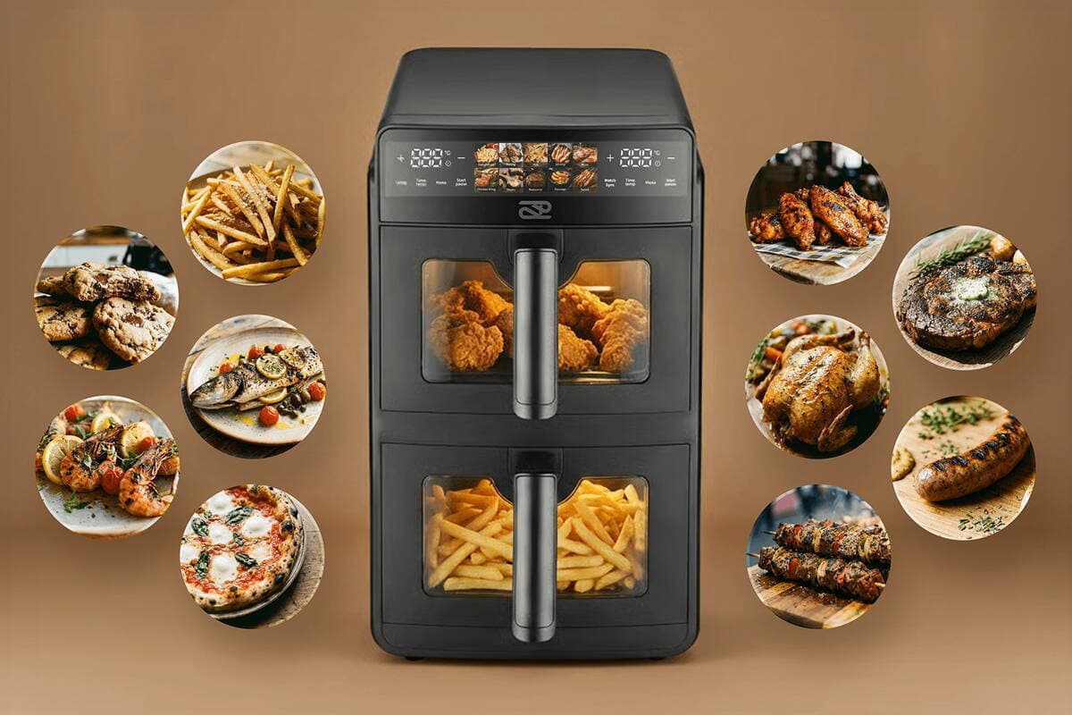 Promis Air Fryer με Διπλό Αποσπώμενο Κάδο 10lt Μαύρο FRP1560 6
