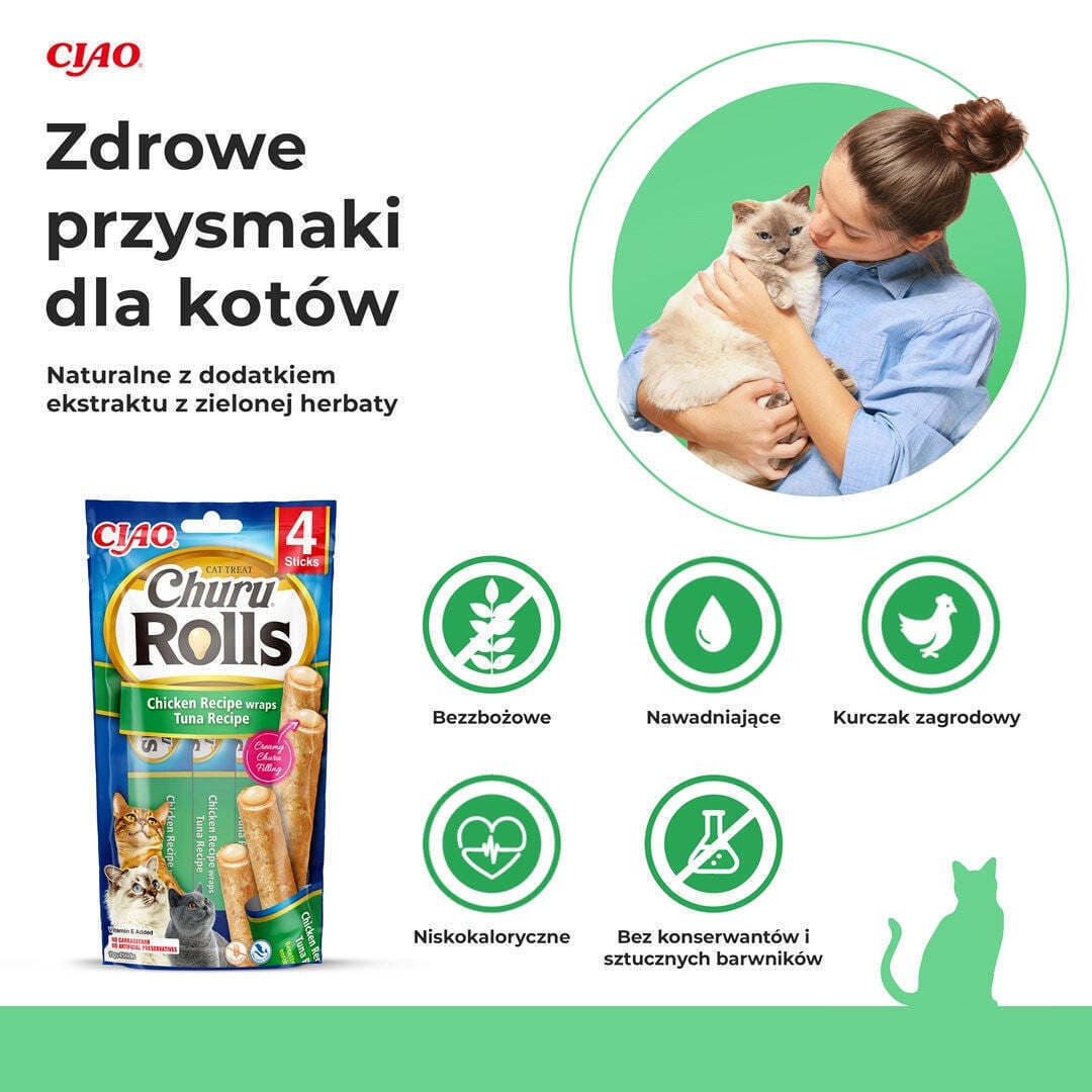 Inaba Churu Rolls Λιχουδιές σε Stick με Τόνο για Ενήλικες Γάτες 4τμχ 10gr IN731 6