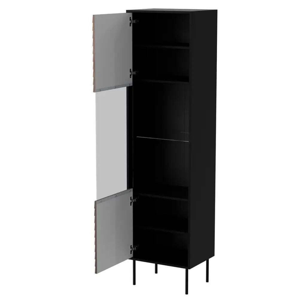 Βιτρίνα Σαλονιού από Μοριοσανίδα με Τζάμι Black 53x40x182cm 5