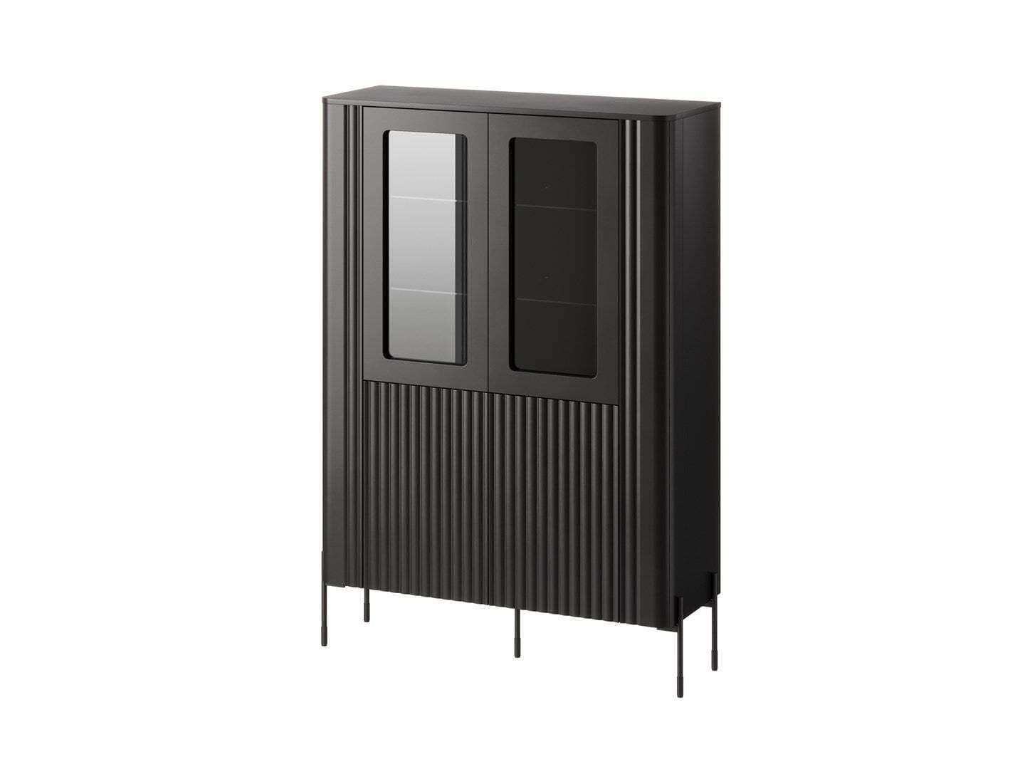 Vera Βιτρίνα Σαλονιού από Μασίφ Ξύλο με Τζάμι Black 110x40x160cm