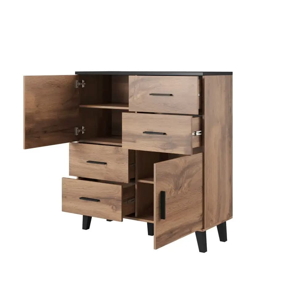 Μπουφές Ξύλινος KO112D4 Wotan Oak/Mat Black 4