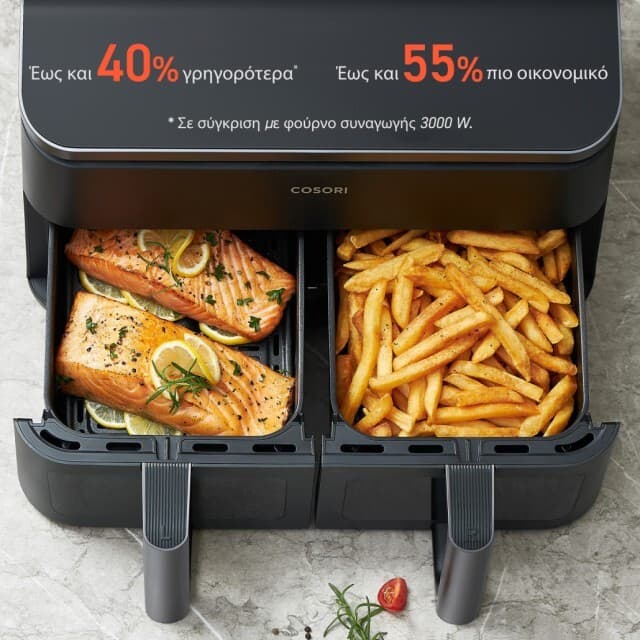 Cosori Dual Basket 8.5 Chef Edition Air Fryer με Διπλό Αποσπώμενο Κάδο 8.5lt Μαύρο 4