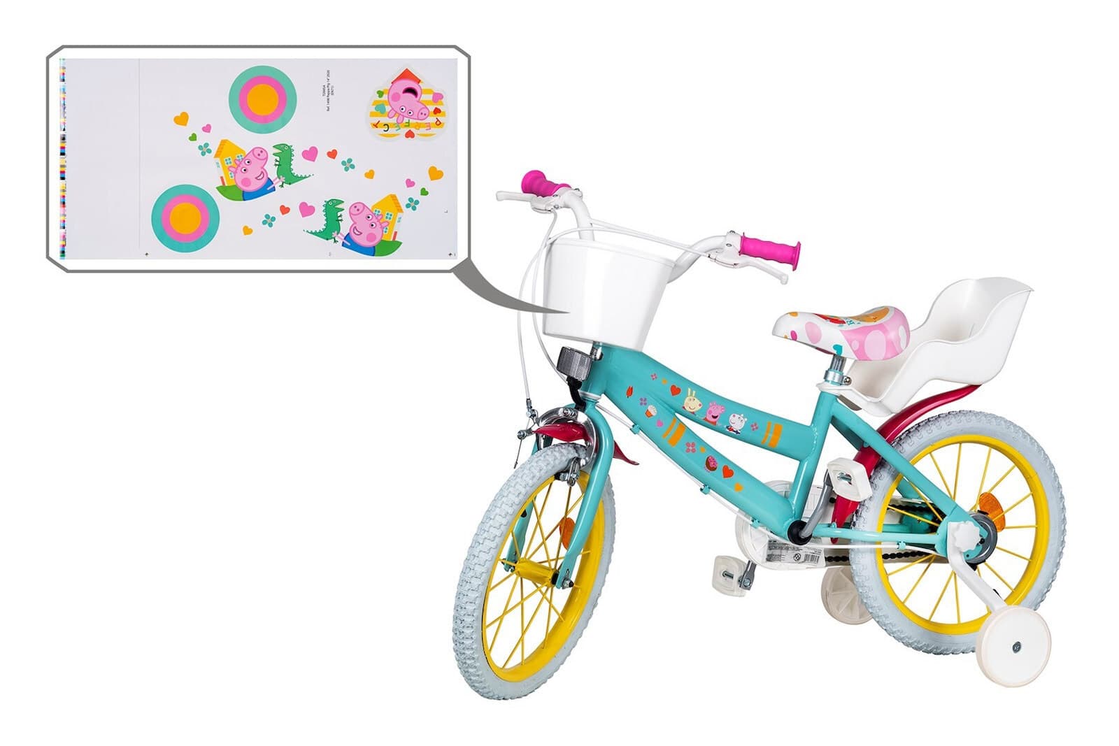 Toimsa Peppa Pig 16" Παιδικό Ποδήλατo Πόλης Πράσινο 7