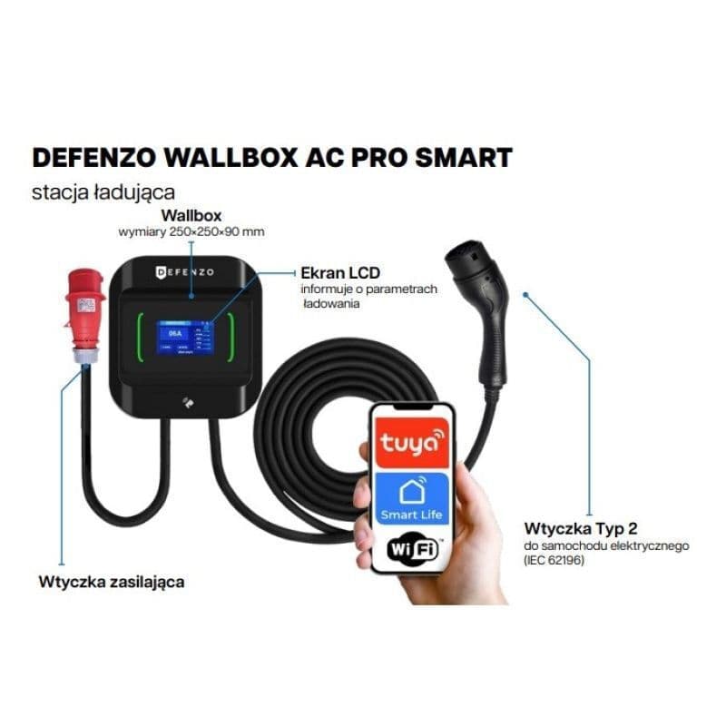 Defenzo AC22 Smart Επιτοίχιος Τριφασικός Φορτιστής 22kW με Ενσωματωμένο Καλώδιο Type 2 6
