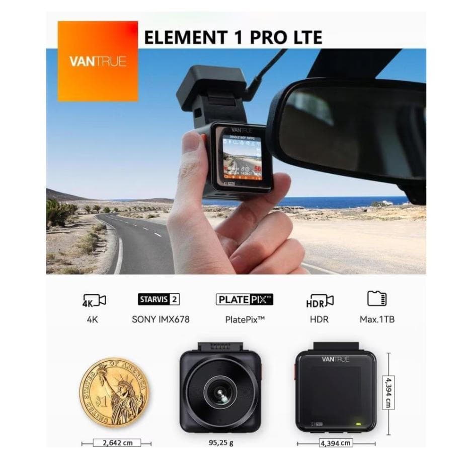 Vantrue E1 Pro Κάμερα DVR Αυτοκινήτου 4K με Οθόνη Wi-Fi, GPS 8