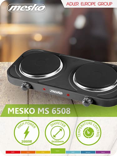 Mesko MS 6509 Επιτραπέζια Εστία Εμαγιέ Διπλή Μαύρη 8