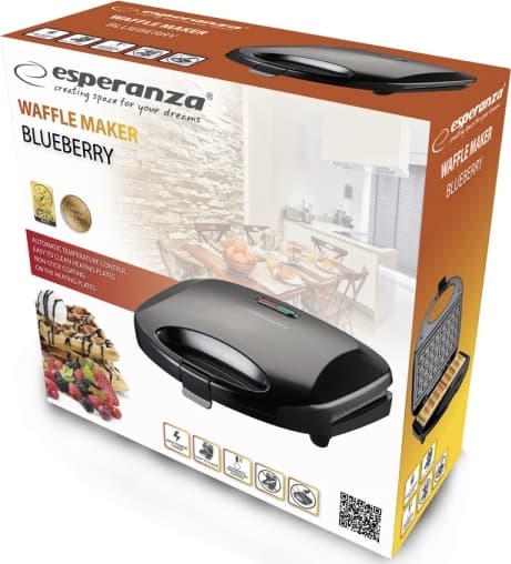 Esperanza Blueberry Βαφλιέρα για Τετράγωνες Βάφλες 2 Θέσεων 1000W 4