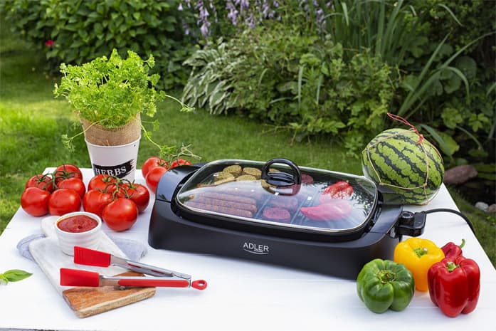 Adler AD-6610 Επιτραπέζια Ηλεκτρική Ψησταριά Σχάρας και Λείας Πλάκας 3000W με Καπάκι και Ρυθμιζόμενο Θερμοστάτη 40x30εκ. AD 6610 8