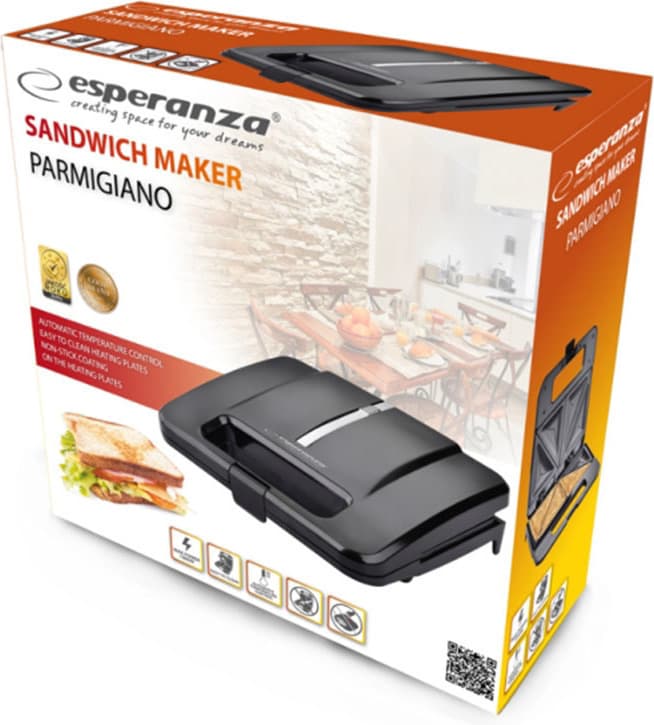 Esperanza Τοστιέρα για 2 Τοστ 1000W Μαύρη EKT010 4