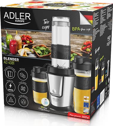 Adler Μπλέντερ με Πλαστική Κανάτα 570 ml 800W Inox AD 4081 7