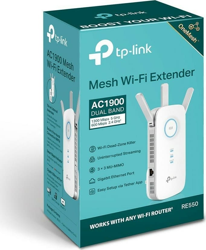 TP-LINK RE550 v1 Mesh WiFi Extender Dual Band (2.4 & 5GHz) 1900Mbps 3