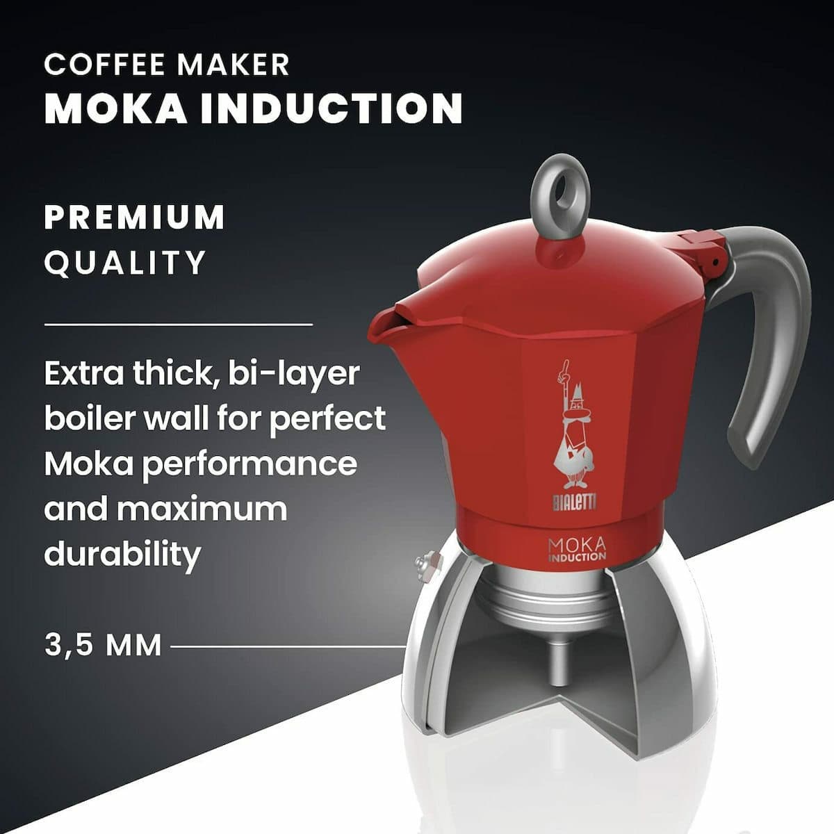 Bialetti Moka Induction Μπρίκι Espresso 4cups Κόκκινο 0006944/NP 4