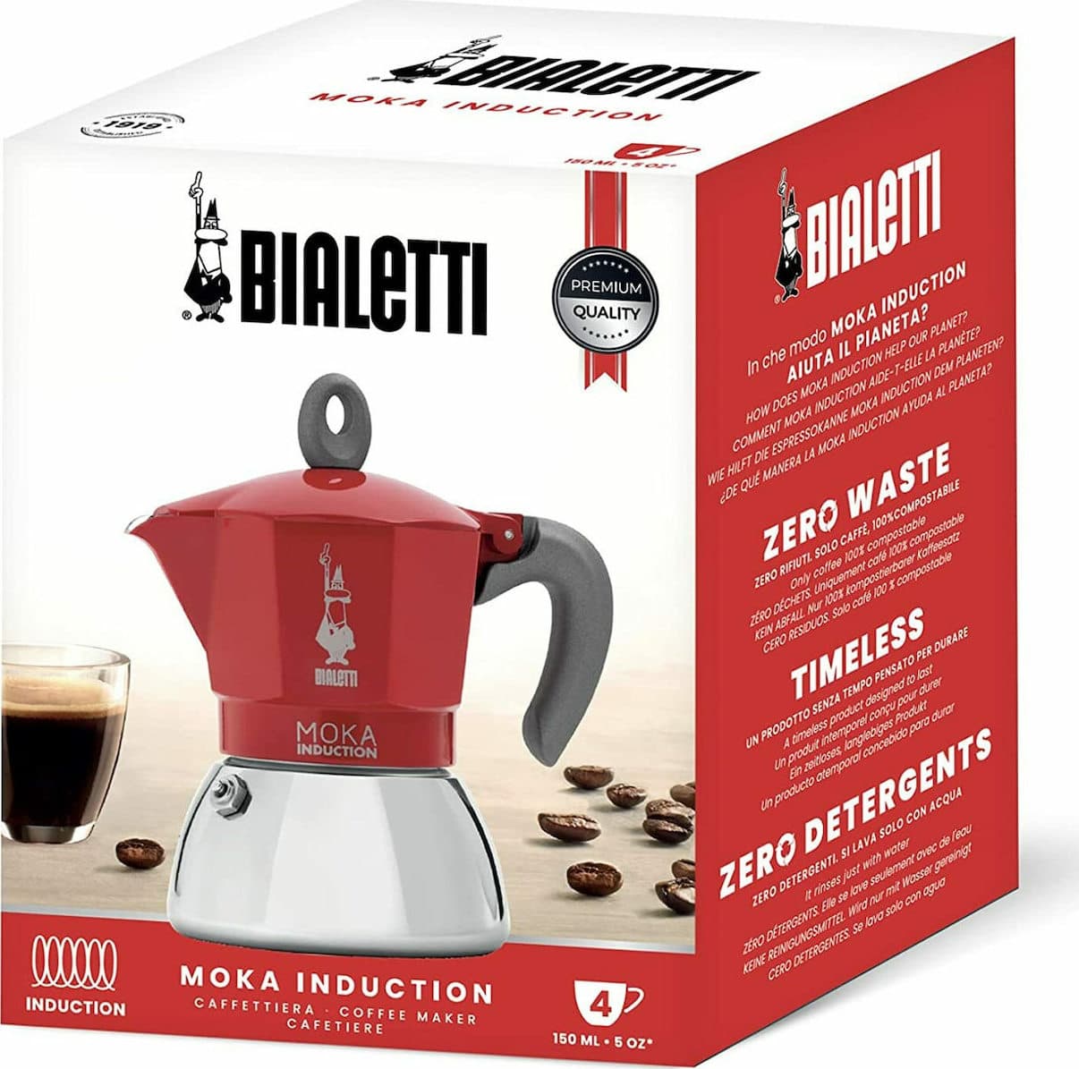 Bialetti Moka Induction Μπρίκι Espresso 4cups Κόκκινο 0006944/NP 5