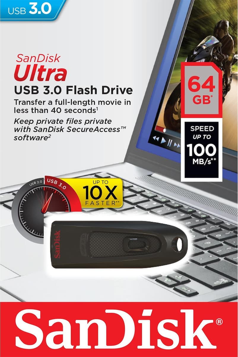 Sandisk Ultra 64GB USB 3.0 Stick Μαύρο 5
