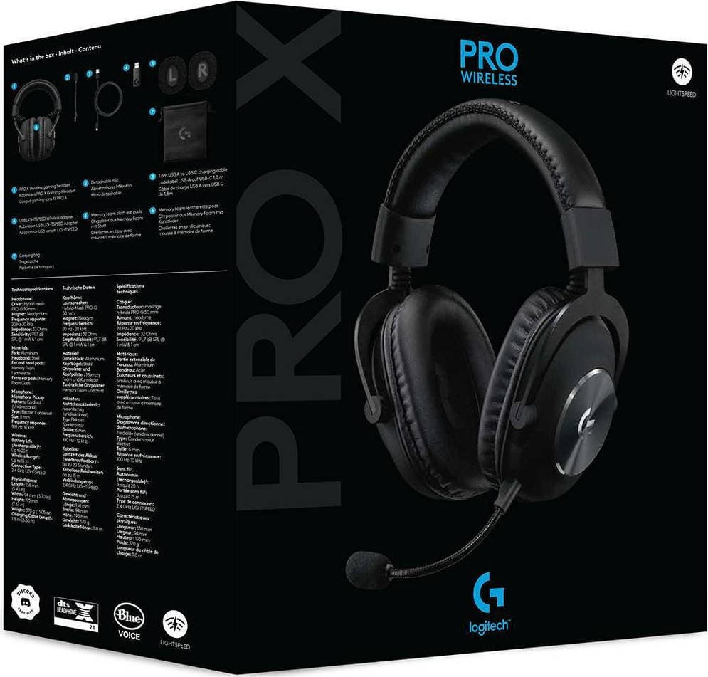 Logitech G Pro X Ασύρματο Over Ear Gaming Headset με σύνδεση USB 3